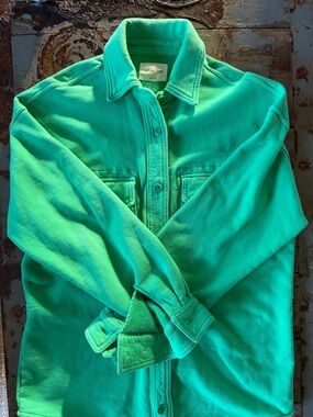 Wilfred Free Kelly Green Aritzia Button-Up Terry Jacket